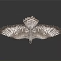White Spotted Eagle With Spread Wings And Yellow Talons In Flight Posture On White Background 3d model
