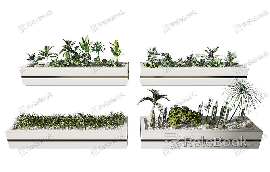 modern flower bed green plant flower bed model