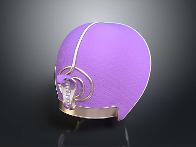 Purple Tactical Weapon Helmet With Gold Accents Textured Surface And Strap Design 3d model