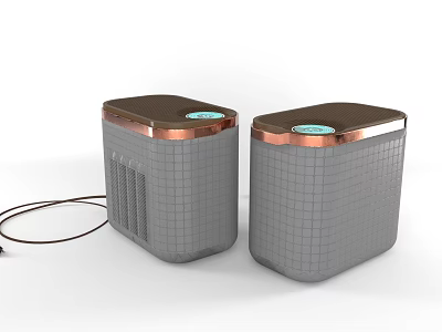Dual Modern Household Electrical Appliances With Gray Grid Texture Brown Top Copper Trim Green 3d model