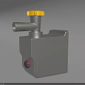 Industrial Gray Device Featuring Yellow Cap Silver Pipe And Red Knob 3d model