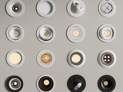Various Styles of Modern Downlights and Spotlights for Home Lighting Fixtures 3d model