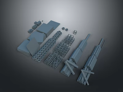 Assorted Building Structural Components Featuring Roof Parts Beams Frames And Supports 3d model