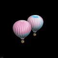 Two Decorative Hot Air Balloons With Pink And Blue Gradient Design In Illustration Style