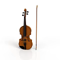Classic Wooden Violin With Bow As Practical Living Item Featuring Smooth Design