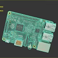 Raspberry Pi Single Board Computer Featuring Green Circuit Board Microchip USB Ports And Ethernet Port 3d model