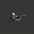 Camouflage Pattern Model Fighter Jet With Red Logo On Tail And Yellow Nose