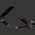 The Flail Weapon with Chain Metal Parts Wooden Handle Metallic Shine and Reflection