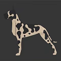 Low Poly 3D Dog Model with Black White Spots Standing on Dark Background 3d model