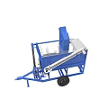 Blue Trailer Mounted Equipment With Silver Auger Conveyor And Wheels