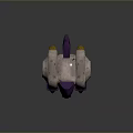 Futuristic Game Movie Character With Purple Fan Shaped Design Yellow Accents And White Mechanical Structure