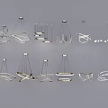 Modern Stylish Chandeliers With Geometric Hanging Designs And Metallic Frames 3d model