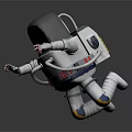 Dynamic Astronaut in White Spacesuit with Dark Helmet Floating on Gray Background