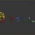 Various Colorful Flowers With Different Types Green Leaves And Stems Arranged