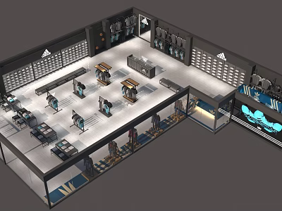 Modern Retail Store Interior With Display Racks Product Shelves And Lighting 3d model