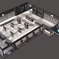 Modern Retail Store Interior With Display Racks Product Shelves And Lighting
