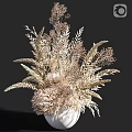 Natural Dried Floral Ornament Set With Wheat Grass And White Vase For Home Decor