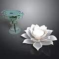 Exquisite Carved Sculptures With Green Stand And White Lotus Design