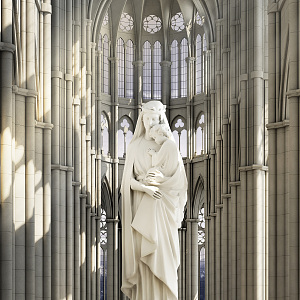 European-style church Notre Dame Cathedral Church sculpture 3d model