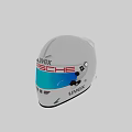 White Porsche Racing Helmet With Blue Visor And Uvex Brand Design
