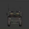 Military Vehicle With Camouflage Paint Off-Road Tires Roof Antennas And Tactical Design