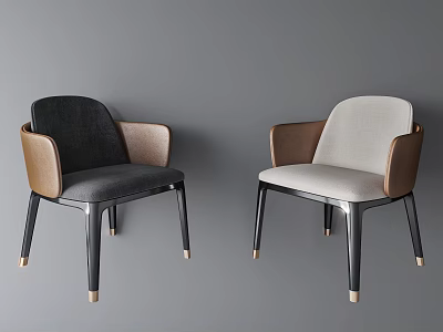 Modern Stylish Leisure Chairs with Two Tone Upholstery Wooden Armrests and Gold Accent Legs 3d model
