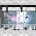 Modern Bar Interior With Neon Decorations Bar Counter And Stylish Lighting Effects