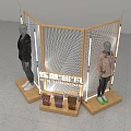 Modern Mall Clothing Store Display With Mannequins Accessories And Wooden Shelves