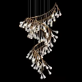 Modern Spiral Chandelier with Gold Frame and White Decorative Bulbs Elegant Design