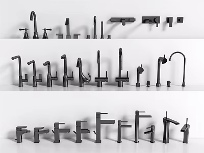 Various Modern Faucet Designs Display Collection For Home Kitchen And Bathroom 3d model