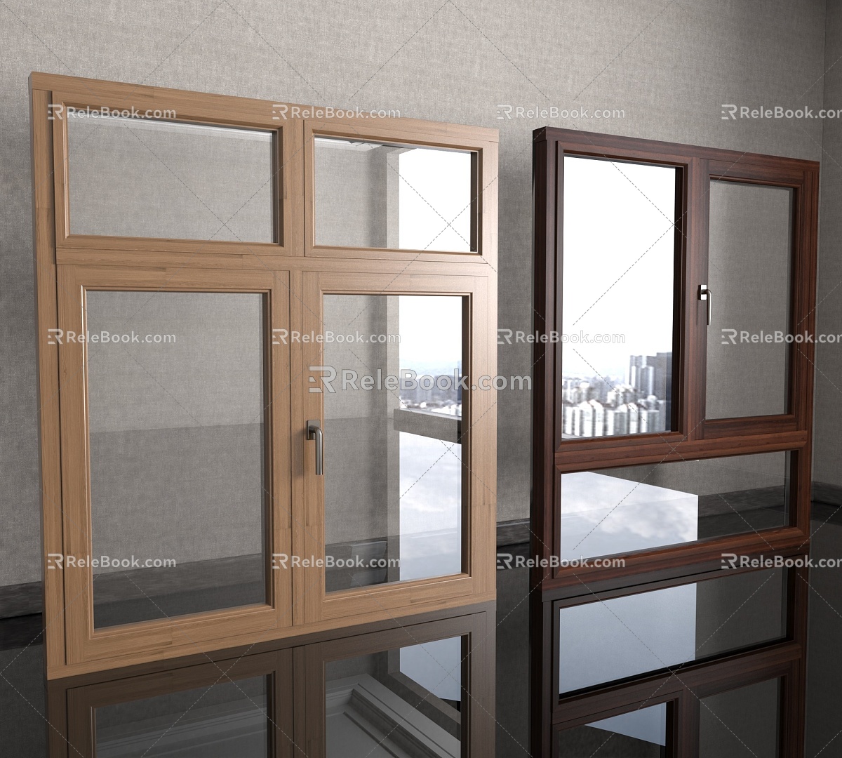 Window casement window aluminum clad wood window 3d model