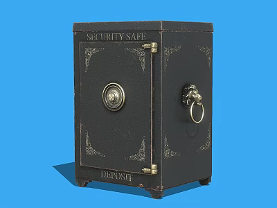 Black Security Safe With Deposit Label Lock And Metal Handle For Home 3d model
