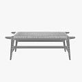 Modern Minimalist Sofa Bench With Wooden Frame And Rattan Seat Design
