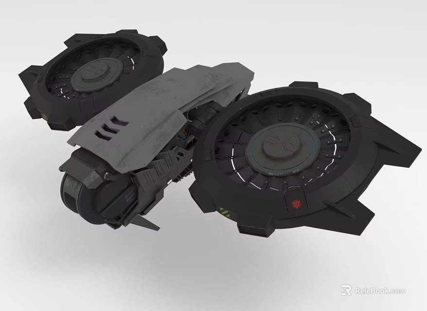 Futuristic Spaceship With Large Circular Thrusters And Sleek Gray Body For Cosmic Travel 3d model 
