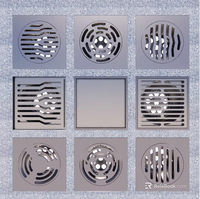 Stainless Steel Bathroom Small Accessories Drain Covers With Various Decorative Patterns And Styles 3d model 