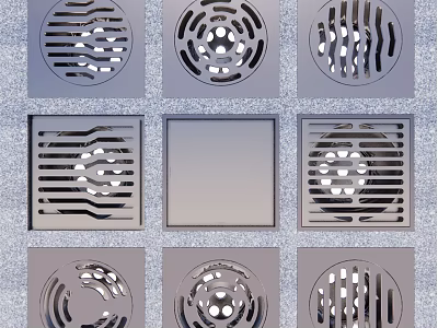 Stainless Steel Bathroom Small Accessories Drain Covers With Various Decorative Patterns And Styles 3d model