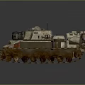 Futuristic Battle Tank with Heavy Armor Cannon Worn Tracks and Mechanical Design
