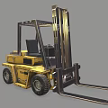Yellow Industrial Forklift With Black Cabin Forks And Wheels Design