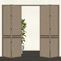 Quiet ancient rattan folding door sliding door 3d model