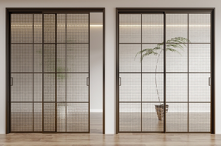 Modern sliding door glass sliding door 3d model