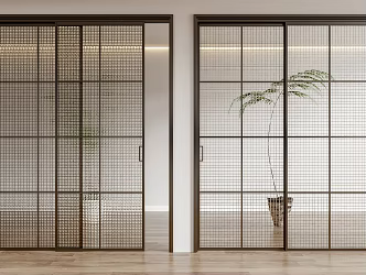 Modern sliding door glass sliding door 3d model