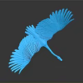 Blue Flying Bird With Spread Wings 3D Art Model On Dark Reflective Background 3d model