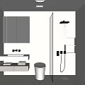 Modern White Bathroom Interior Design With Vanity Toilet Shower Area Mirror And Lighting