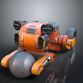 Orange Motorcycle Concept 3D Model With Large Wheels Engine Part And Roller
