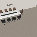Modern Office Conference Table With Brown Gray Chairs Potted Plants And Minotti Logo On Wall