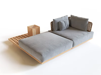 Nordic chaise longue sofa 3d model