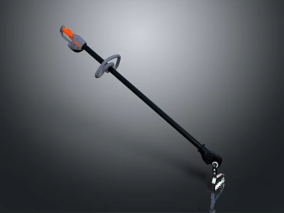 Long Handle Orange Black Garden Pruning Tool With Sharp Blade And Ergonomic Grip 3d model