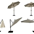 Outdoor Beige Sunshade With Various Designs And Adjustable Black Base Stand 3d model