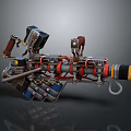 Steampunk Style Mechanical Weapon With Complex Metallic Structure And Colorful Components 3d model