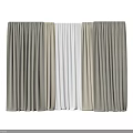Elegant Light Colored Curtains With Chevron Pattern And Sheer Layers For Window 3d model